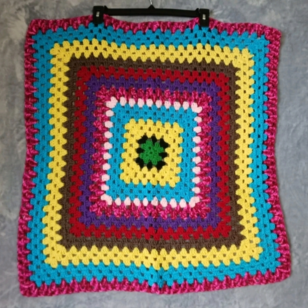 Handmade  Open Knit Crochet Afghan Small Blanket Couch Chair Throw Blanket